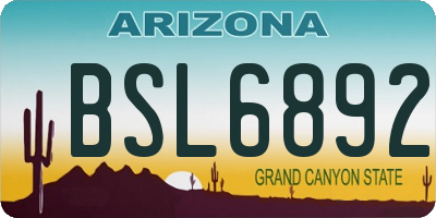 AZ license plate BSL6892