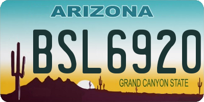 AZ license plate BSL6920