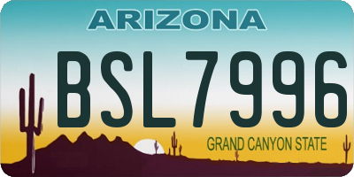 AZ license plate BSL7996