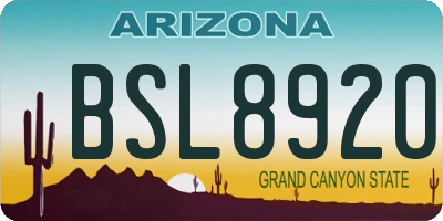 AZ license plate BSL8920