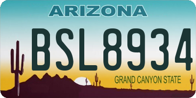 AZ license plate BSL8934