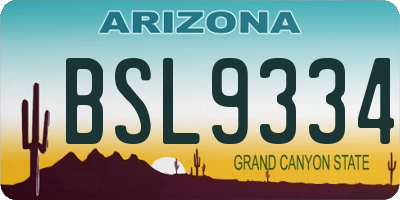 AZ license plate BSL9334