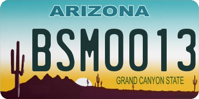 AZ license plate BSM0013