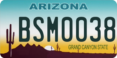 AZ license plate BSM0038