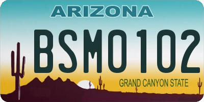 AZ license plate BSM0102