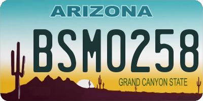 AZ license plate BSM0258