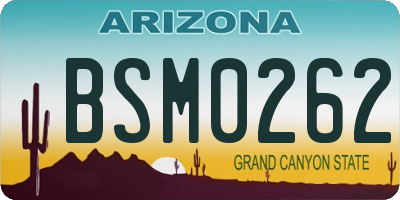 AZ license plate BSM0262