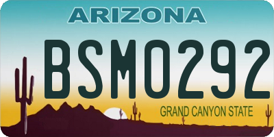 AZ license plate BSM0292