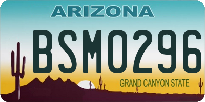 AZ license plate BSM0296