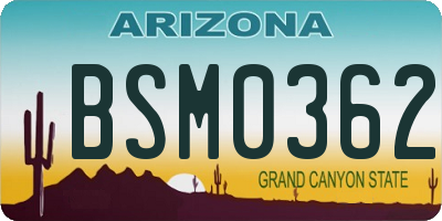 AZ license plate BSM0362