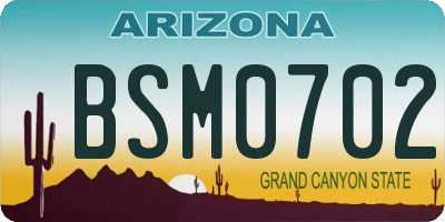 AZ license plate BSM0702