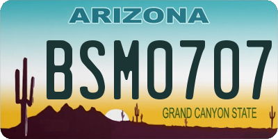 AZ license plate BSM0707
