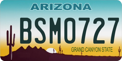 AZ license plate BSM0727