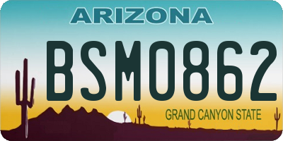 AZ license plate BSM0862