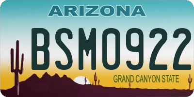 AZ license plate BSM0922