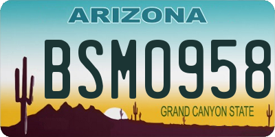 AZ license plate BSM0958