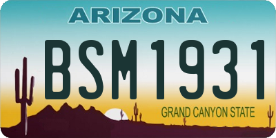 AZ license plate BSM1931