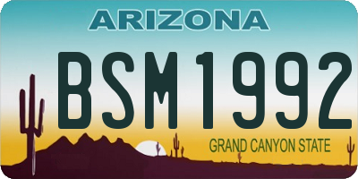 AZ license plate BSM1992