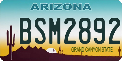 AZ license plate BSM2892