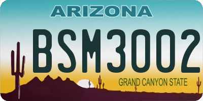AZ license plate BSM3002