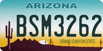 AZ license plate BSM3262