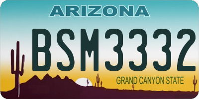 AZ license plate BSM3332