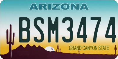 AZ license plate BSM3474