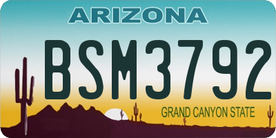 AZ license plate BSM3792