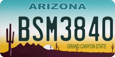 AZ license plate BSM3840