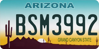 AZ license plate BSM3992