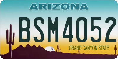 AZ license plate BSM4052