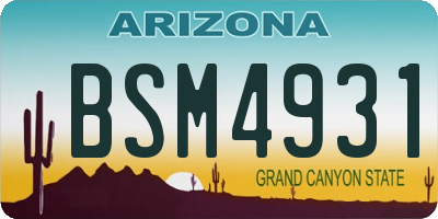 AZ license plate BSM4931