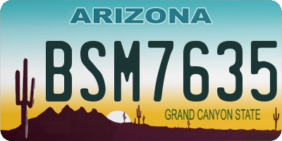 AZ license plate BSM7635