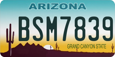 AZ license plate BSM7839