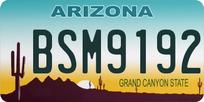AZ license plate BSM9192
