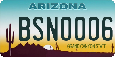 AZ license plate BSN0006