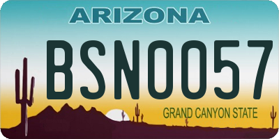 AZ license plate BSN0057