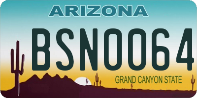 AZ license plate BSN0064