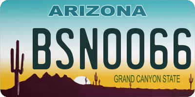 AZ license plate BSN0066