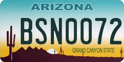 AZ license plate BSN0072