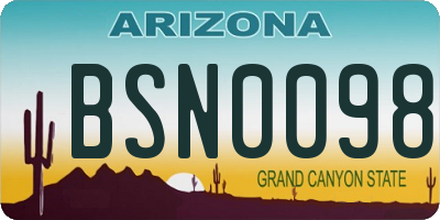 AZ license plate BSN0098