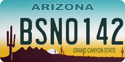 AZ license plate BSN0142