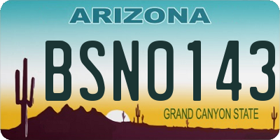 AZ license plate BSN0143