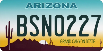 AZ license plate BSN0227