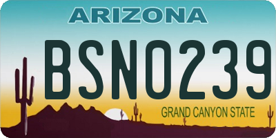 AZ license plate BSN0239