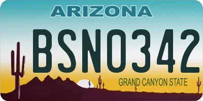 AZ license plate BSN0342