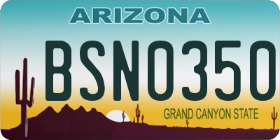 AZ license plate BSN0350