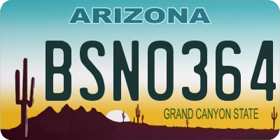 AZ license plate BSN0364