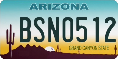 AZ license plate BSN0512