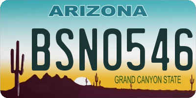 AZ license plate BSN0546
